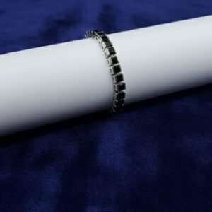Classic Black Square-Cut Silver Tennis Bracelet