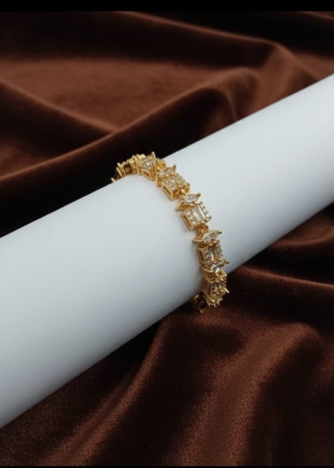 Gold Baguette & Crystal Link Bracelet