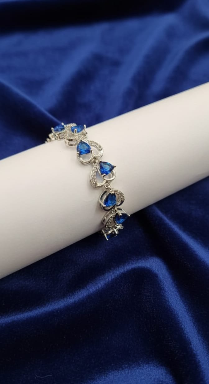 Silver & Cobalt Blue Heart Swirl Bracelet