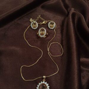 Gold Champagne Crystal Jewelry Set