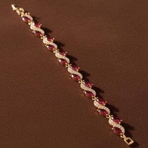 Golden Ruby Marquise Vine Wave Bracelet