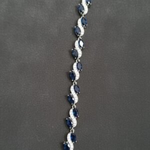 Silver Sapphire Marquise Wave Link Bracelet