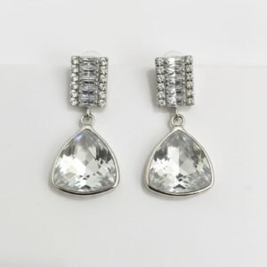 Silver Baguette & Trillion Cut Drop Earrings