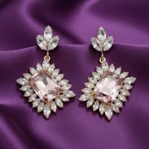 Gold Blush Pink Starburst Drop Earrings