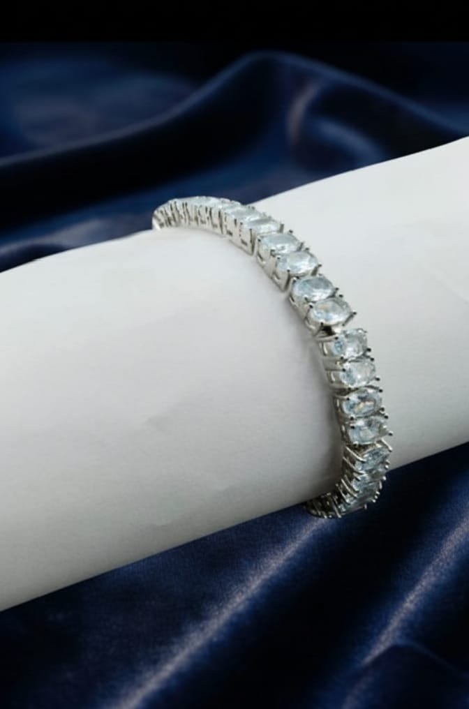 Ice Blue Aquamarine Silver Tennis Bracelet