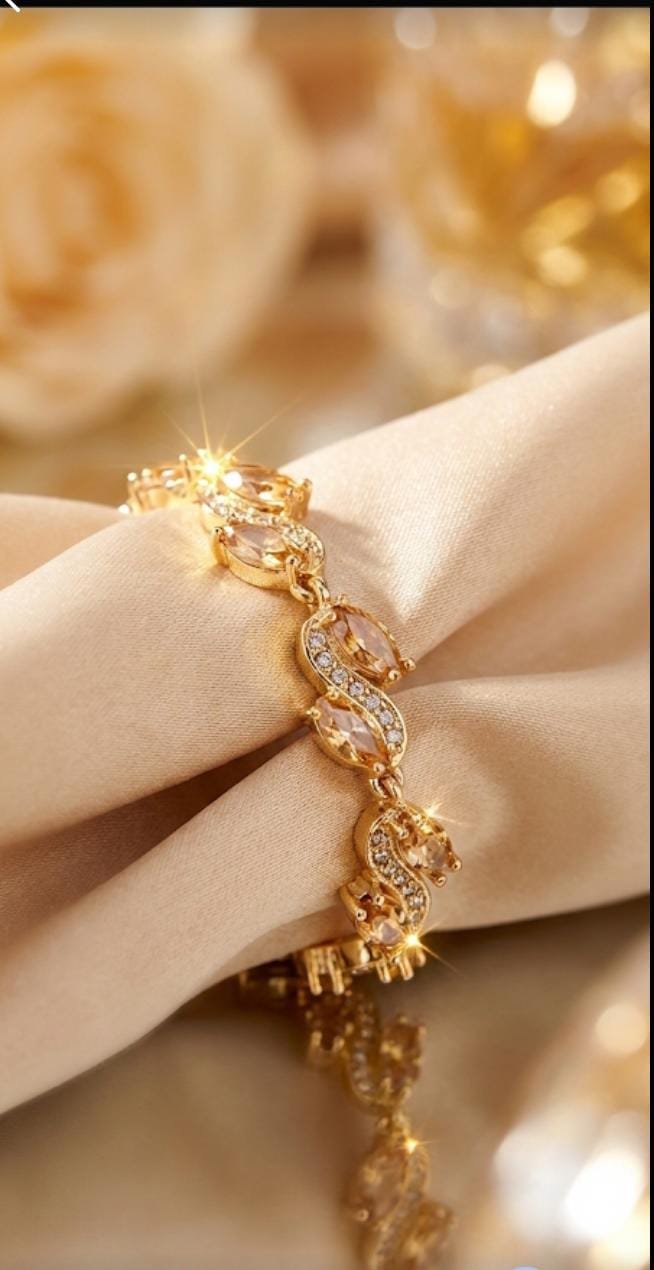Golden Champagne Crystal Vine Bracelet